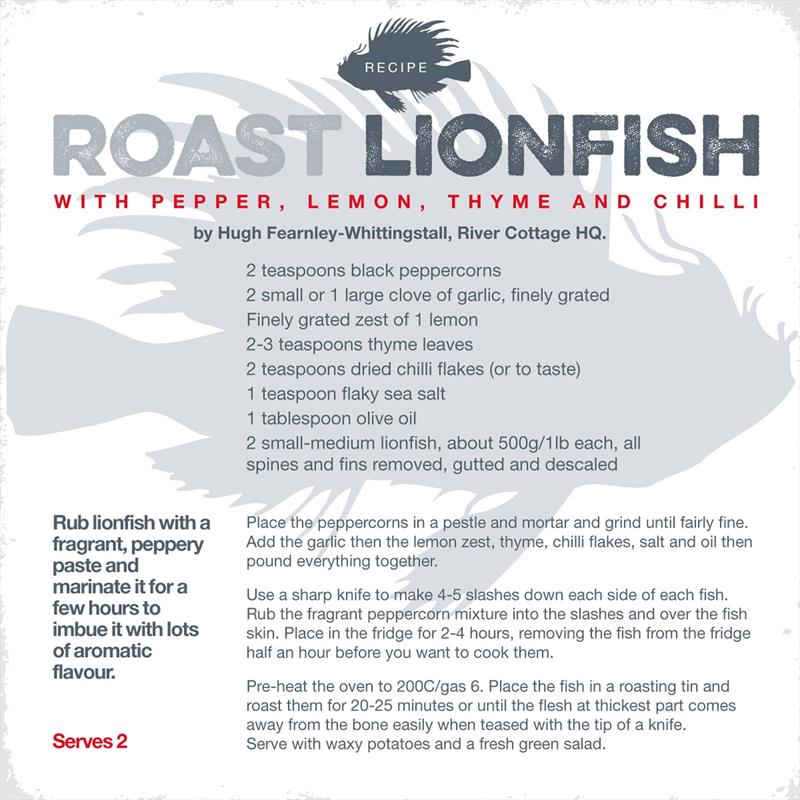 Roasted Lionfish Menu by Hugh Fearnley-Whittingstall photo copyright Land Rover BAR taken at 