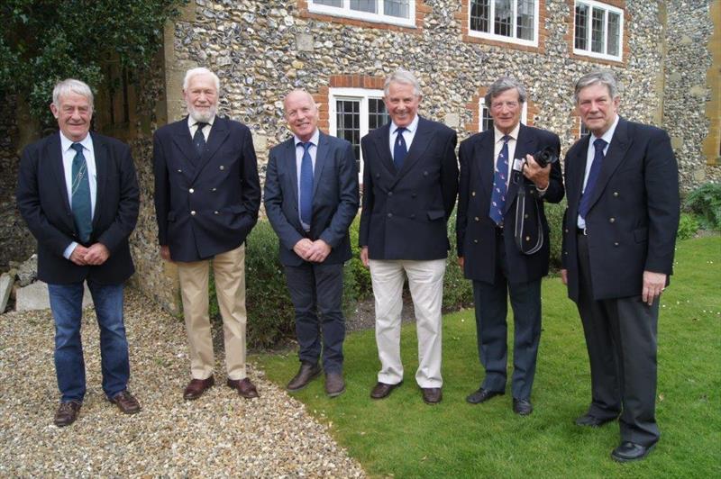 (l-r) Giles Ball (event organiser), Sir Robin Knox-Johnston, Mike Golding, Peter Bruce, Colonel Gordon MacDougall (Heath Foundation trustee) and Bob Hayes (Co-ordinator, The Friends of Arundells and event organiser) - photo © Arundells