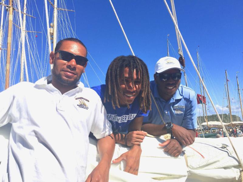 Watchleaders on Spirit of Bermuda (l-r) Patrick Perret, Dkembe Outerbridge-Dill and Lamar Samuels  - photo © Louay Habib