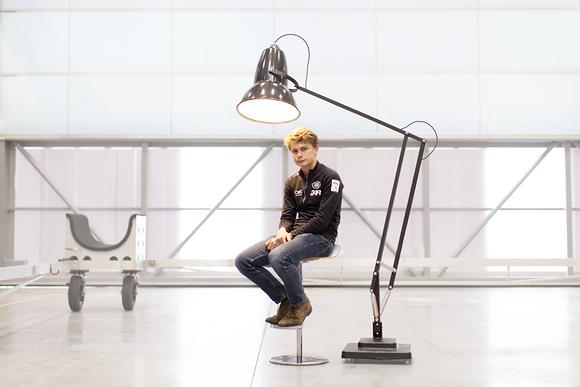 Giant Anglepoise lamp made from recycled offcuts of carbon fibre photo copyright Land Rover BAR taken at 