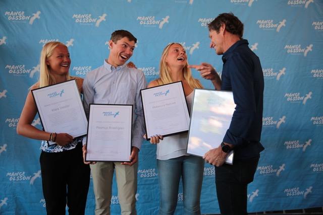 Klara Wester, Rebecca Netzler and Rasmus Rosengren are presented with the Mange Olsson Award by Santiago Lange photo copyright Malcolm Hanes taken at 