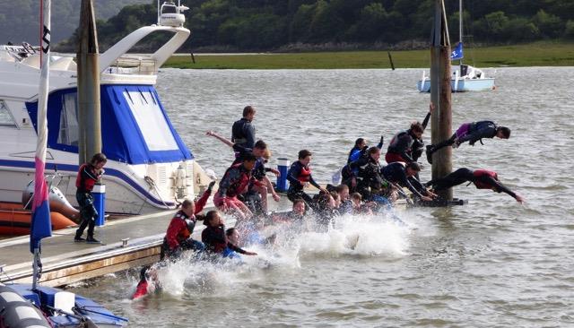 Splashdown! The traditional end to Solway Yacht Club Cadet Week - photo © Ian Purkis