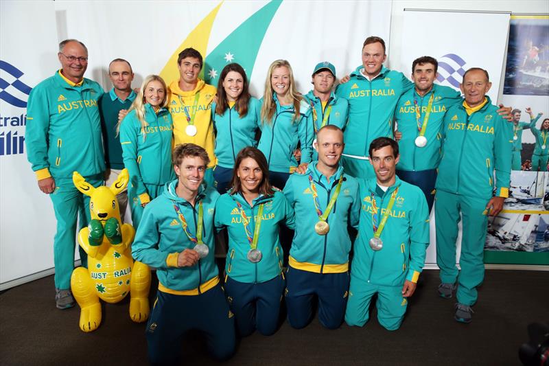 Peter Conde together with the Australian sailors after their return from Rio 2016 photo copyright Salty Dingo taken at Australian Sailing