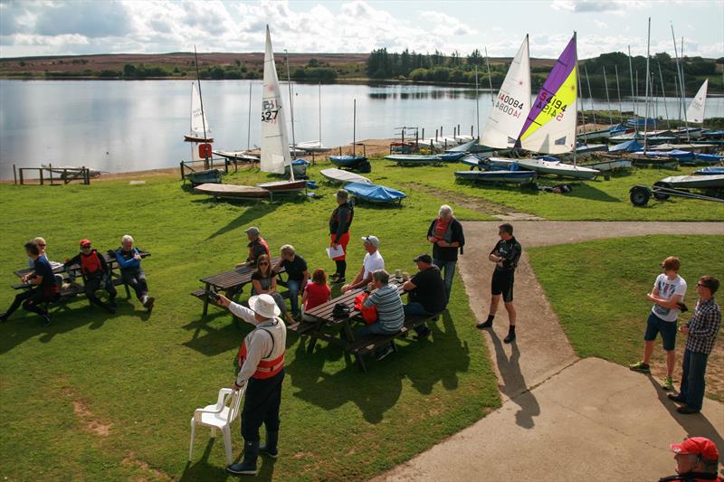 Briefing ahead of the Scaling Dam Sailing Club Streaker & Laser Open photo copyright Lucy Priest taken at Scaling Dam Sailing Club