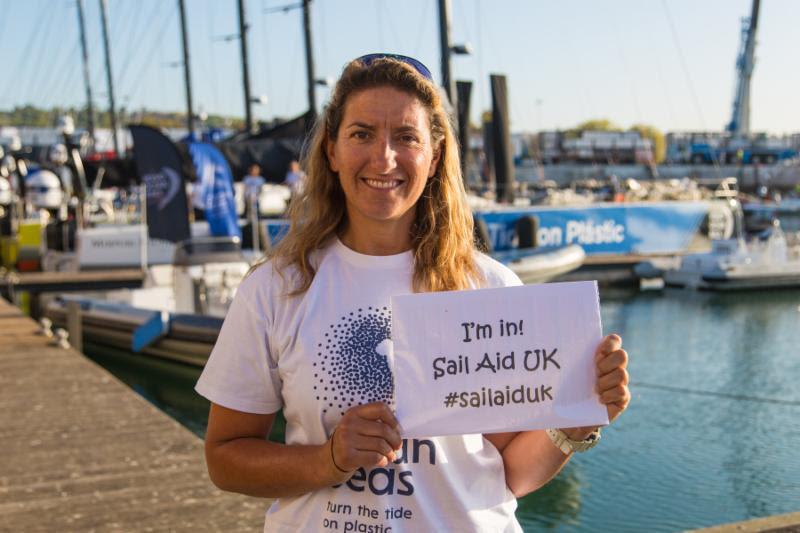 Dee Caffari found time to send a message, just prior to the VOR Prologue race started! photo copyright Sail Aid UK taken at 