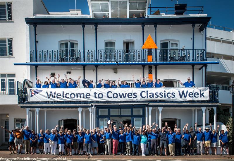 The Royal London Yacht Club's team welcomes the competitors on day 1 of Cowes Classics Week photo copyright Tim Jeffreys Photography taken at Royal London Yacht Club