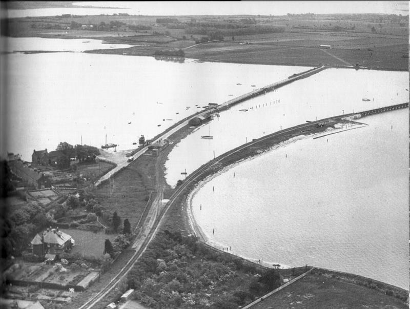 Langstone Sailing Club 75th Anniversary: The old Hayling bridge and just how narrow the Club's land used to be - photo © Archive