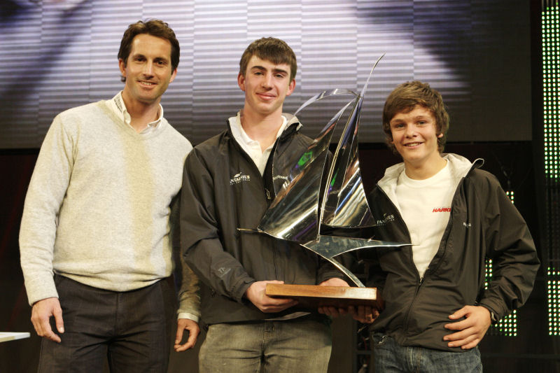 Phil Sparks and Ben Gratton are presented with the YJA Pantaenius Young Sailor of the Year Award 2009 by Ben Ainslie