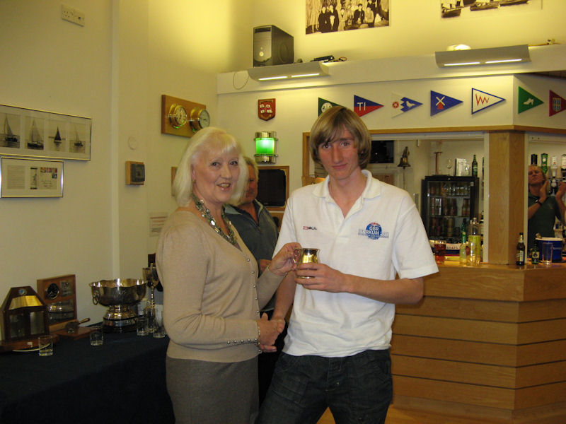 Anthony Parke wins the Admiral's Trophy at the Mengeham Rythe annual prize giving