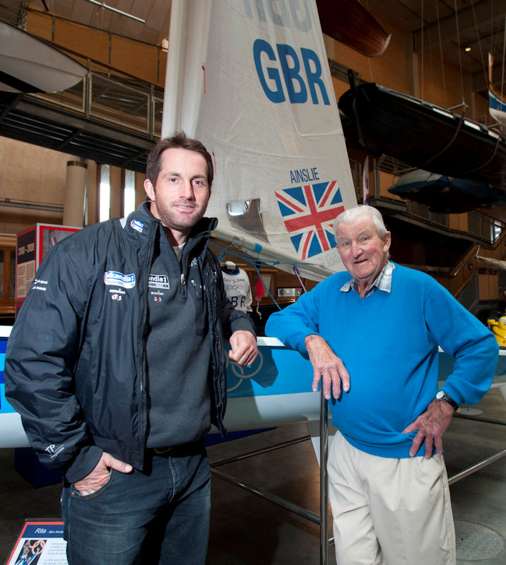 David Bond, 90, last surviving gold medallist from the 1948 London Games meets Ben Ainslie at National Maritime Museum Cornwall photo copyright Mike Thomas taken at 