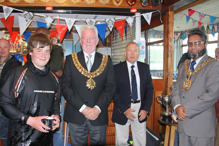 Peter Mackin receives the junior prize from the Mayor of Bolton photo copyright D Shevelan taken at Bolton Sailing Club