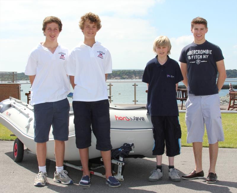 (l to r) Parkstone YC's successful RIB coxswains ' Harrison Faull, Charlie Martin and Ben Edwards (right), with Dean Russell from Tamar River SC photo copyright 'Jack' Russell taken at Tamar River Sailing Club