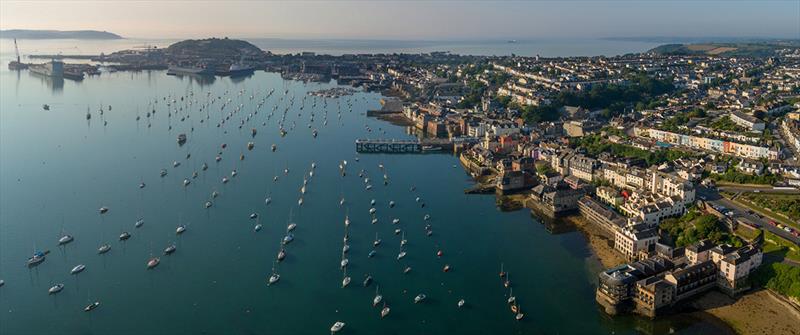 Falmouth will host the Suhaili 50 Parade of Sail on June 14 to mark the 50th anniversay of Sir Robin Knox-Johnston departing at the start of the 1968/9 Sunday Times Golden Globe Race photo copyright 3 Deep Aerial / PPL taken at Royal Cornwall Yacht Club