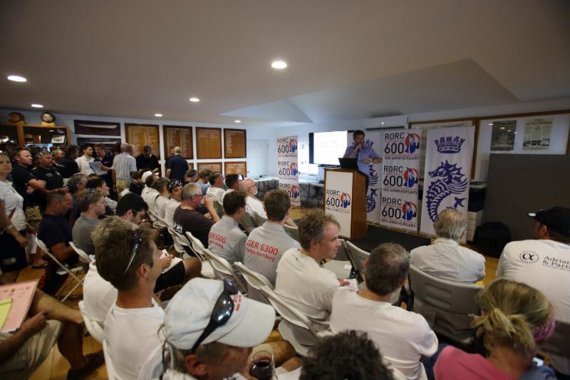 A packed Skippers Briefing before the start of the race on Monday with Chris Stone, RORC Racing Manager  - photo © Tim Wright / Photoaction.com