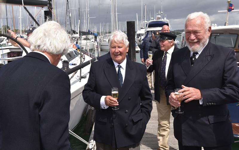 Commodore Robert Vose (left) with Sir Chay Blyth and fellow pioneering solo circumnavigator Sir Rob Knox-Johnston photo copyright Barry Pickthall / PPL taken at 