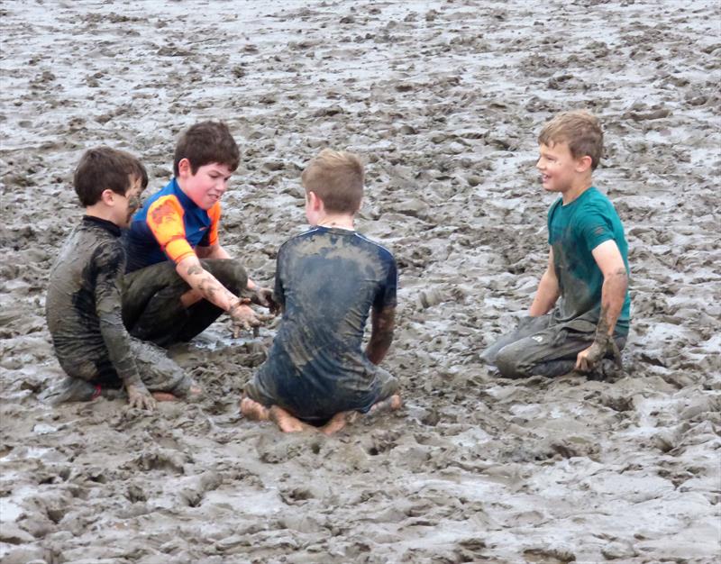 Serious business this mud! Solway Yacht Club Cadet Week 2022 photo copyright Becky Davison taken at Solway Yacht Club