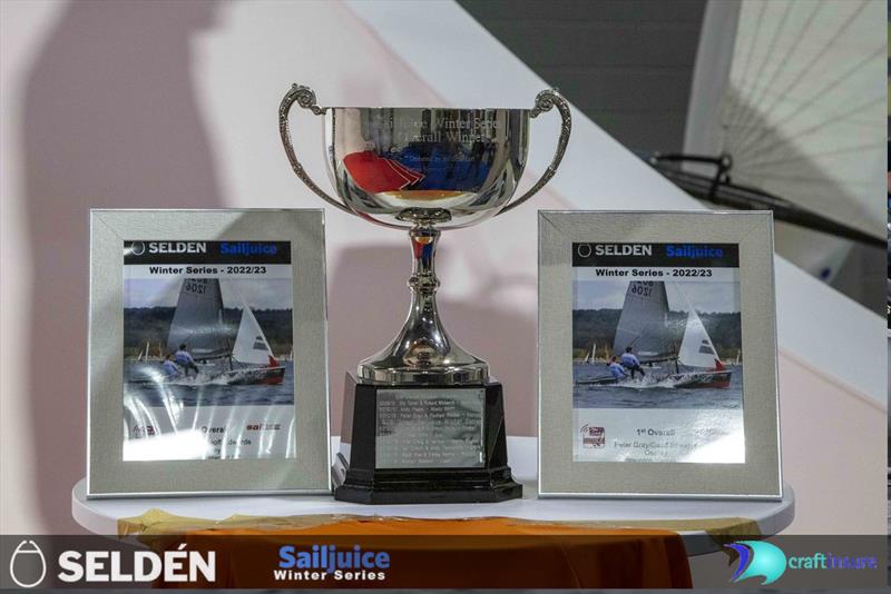 Seldén SailJuice Winter Series 2022-23 Prize Giving - the trophy photo copyright Tim Olin / www.olinphoto.co.uk taken at RYA Dinghy Show