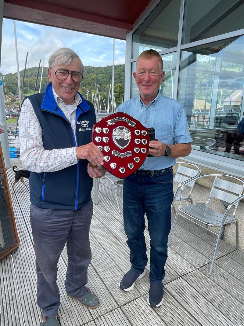 Scottish Two Handed Race 2023: Lyrebird's Clive Reeves and Ian Nicholson with the highest age trophy photo copyright Carolyn Elder taken at Fairlie Yacht Club