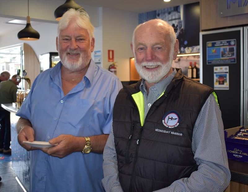 (Left to Right) BYC Life members Robin White and Lindsay McDougall. Robin was a co-founder of the Banjo's Shoreline Crown Series Bellerive Regatta with Stephen Keal photo copyright Jane Austin taken at Bellerive Yacht Club