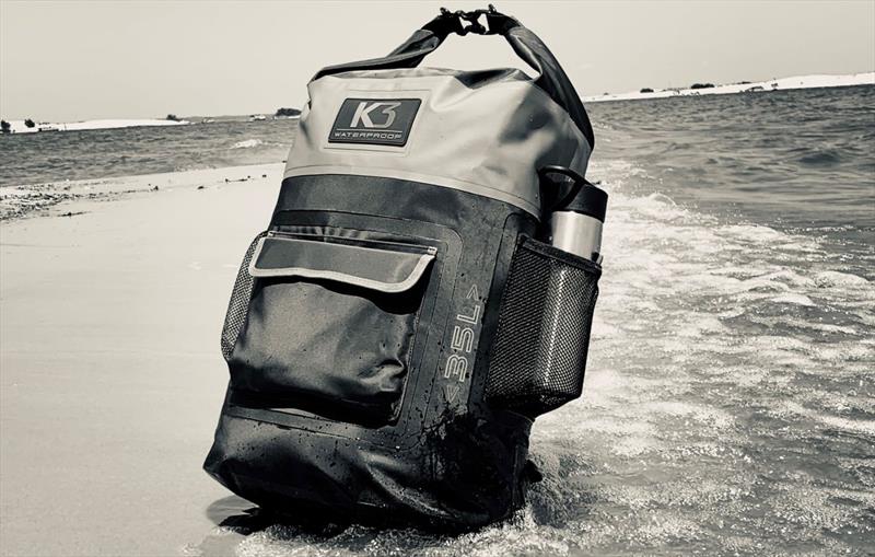 The K3 Company's heavy-duty 35L Typhoon waterproof dry-bag backpack photo copyright K3 taken at St. Thomas Yacht Club