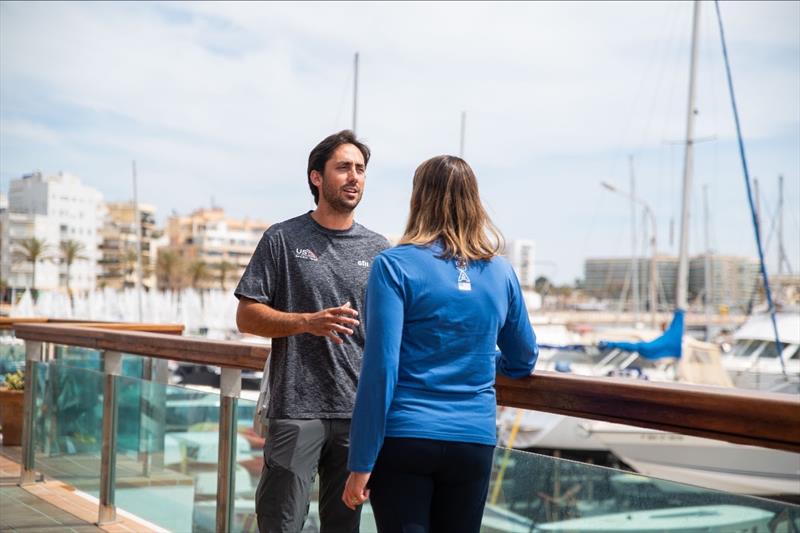 USST Sport Psychologist Jessica Mohler meets with new USST Women's iQFOiL coach Pedro Pascual at the Can Pastilla Marina - photo © US Sailing Team