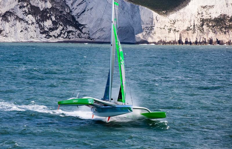 Phaedo3 smashes the Cross Channel record photo copyright Rachel Jaspersen / Team Phaedo taken at  and featuring the MOD70 class