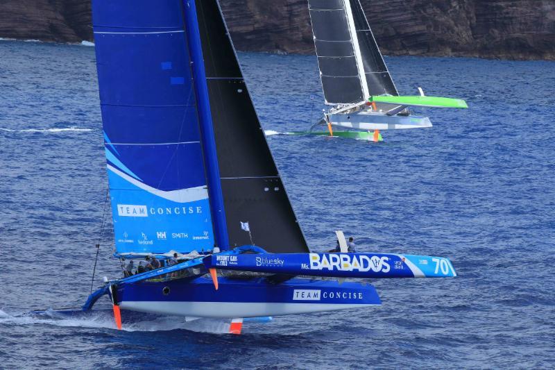 Phaedo3 and Concise 10 at the start of their epic battle in the RORC Caribbean 600 photo copyright RORC / Tim Wright taken at Antigua Yacht Club and featuring the MOD70 class
