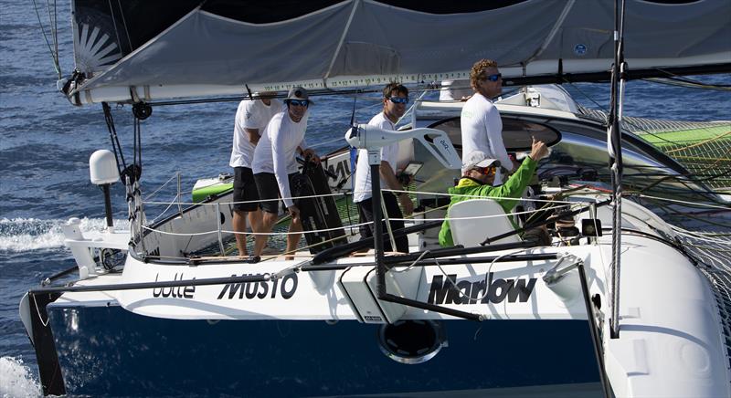 Phaedo3 setting out from Bermuda for a world record run to Plymouth photo copyright Rachel Jaspersen taken at  and featuring the MOD70 class