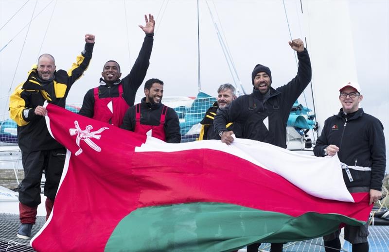 Musandam-Oman Sail claim line honours in the Volvo Round Ireland Race 2016 photo copyright Lloyd Images taken at Wicklow Sailing Club and featuring the MOD70 class