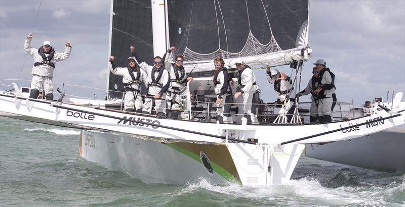 Phaedo 3 smashes the J.P.Morgan Asset Management Round the Island Race record in a time of 2 hours 23 minutes, 23 seconds photo copyright onEdition taken at  and featuring the MOD70 class