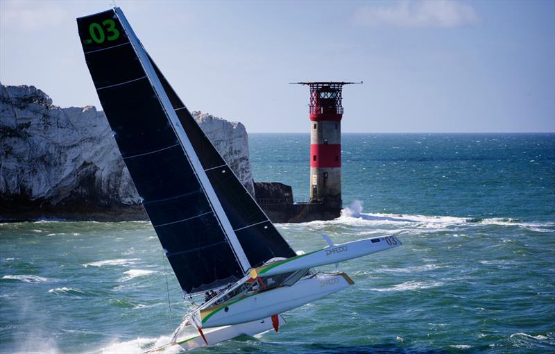 Phaedo 3 smashes the J.P.Morgan Asset Management Round the Island Race record in a time of 2 hours 23 minutes, 23 seconds photo copyright Rachel Fallon-Langdon / Team Phaedo taken at  and featuring the MOD70 class