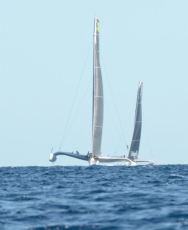 Phaedo3 and Maserati during Rolex Middle Sea Race 2016 photo copyright Roberto Runza taken at Royal Malta Yacht Club and featuring the MOD70 class