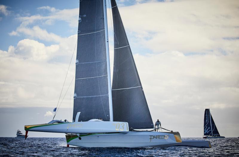 Phaedo3 and Maserati at the start of the RORC Transatlantic Race photo copyright RORC / James Mitchell taken at  and featuring the MOD70 class