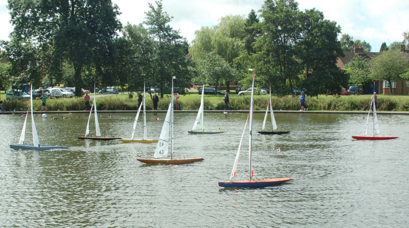11 skippers for the Radio A class yachts event at Bournville near Birmingham photo copyright Bill Green taken at  and featuring the Model Yachting class
