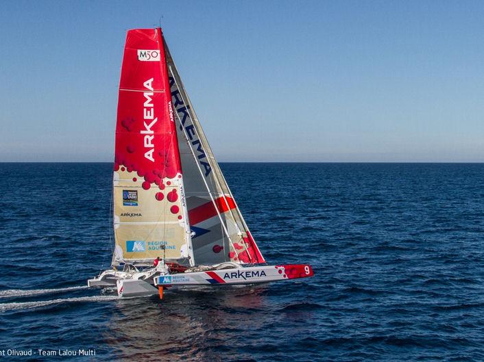 Arkema - Region Aquitaine capsizes in the Transat Jacques Vabre photo copyright Team Lalou Multi taken at  and featuring the Multi 50 class