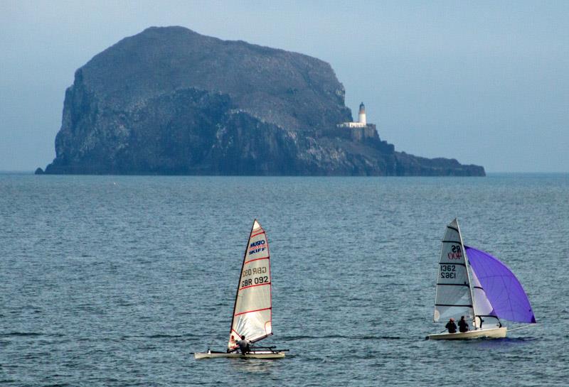 Icebreaker Trophy racing with the Bass Rock in the background photo copyright Alan Thomson taken at East Lothian Yacht Club and featuring the Musto Skiff class