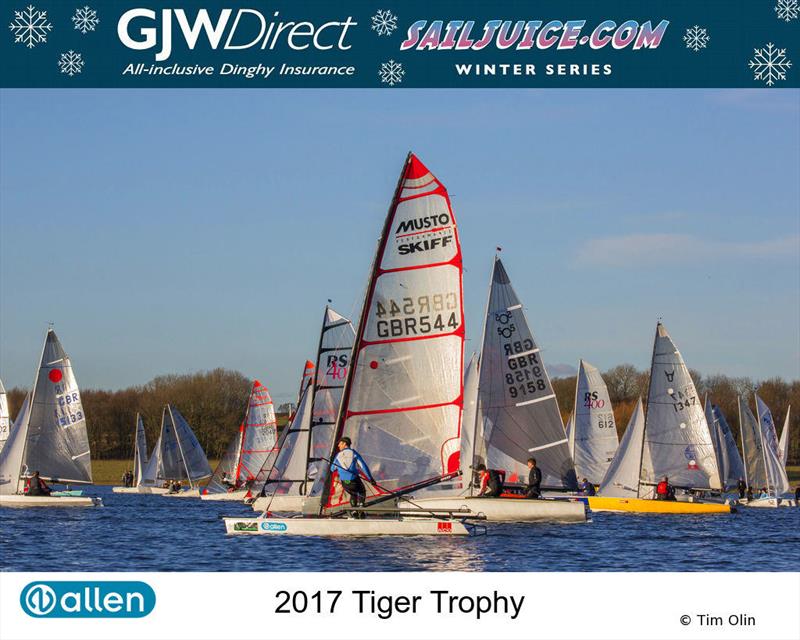 Ben Schooling during the GJW Direct Sailjuice Winter Series Tiger Trophy photo copyright Tim Olin / www.olinphoto.co.uk taken at Rutland Sailing Club and featuring the Musto Skiff class