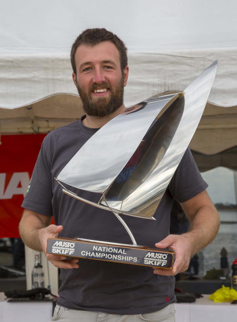 Tom Wright wins the 2017 Harken UK Musto Skiff Nationals at Brightlingsea photo copyright Tim Olin / www.olinphoto.co.uk taken at Brightlingsea Sailing Club and featuring the Musto Skiff class