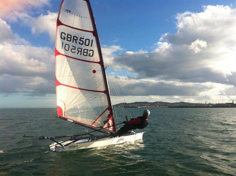 Musto Skiff sailing in Dublin Bay photo copyright Glyn Williams taken at  and featuring the Musto Skiff class