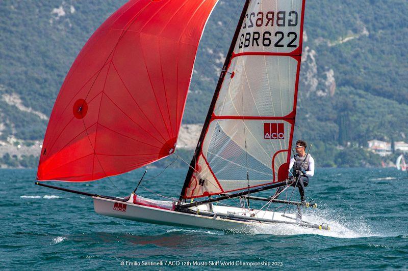 ACO 12th Musto Skiff Worlds in 2023 photo copyright Emilio Santinelli taken at Circolo Vela Torbole and featuring the Musto Skiff class