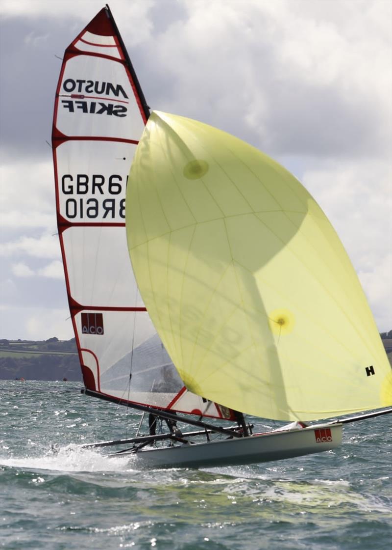 Dan Trotter on 2023 Noble Marine UK Musto Skiff Nationals at Restronguet Day 1 photo copyright Ian Symonds taken at Restronguet Sailing Club and featuring the Musto Skiff class