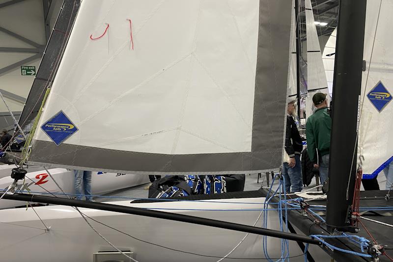 The new Nacra 570 has a protective UV strip on the furling jib - at the RYA Dinghy & Watersports Show 2024 photo copyright Magnus Smith taken at RYA Dinghy Show and featuring the Nacra class
