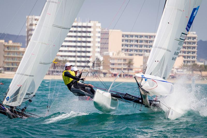 Besson and Riou at ISAF Sailing World Cup Mallorca photo copyright Jesus Renedo / Sofia taken at  and featuring the Nacra 17 class