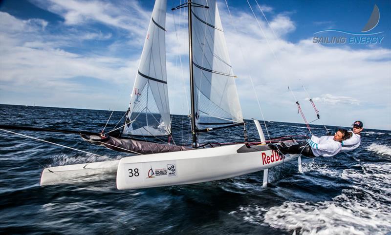 Racing on day 7 of the ISAF Sailing World Championship photo copyright Sailing Energy taken at  and featuring the Nacra 17 class