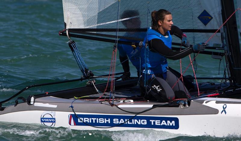 Ben Saxton & Nicola Groves on day 3 at ISAF Sailing World Cup Miami photo copyright Ocean Images / British Sailing Team taken at Coconut Grove Sailing Club and featuring the Nacra 17 class