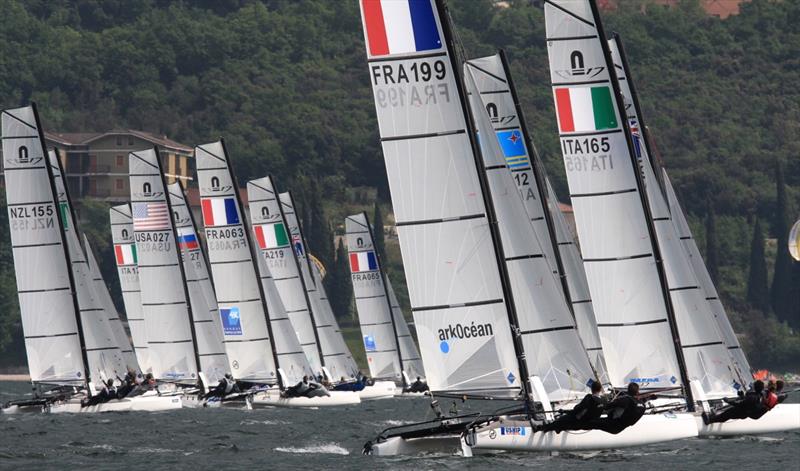 All set for the Eurosaf Champions Sailing Cup at Lake Garda photo copyright Elena Giolai taken at Fraglia Vela Riva and featuring the Nacra 17 class