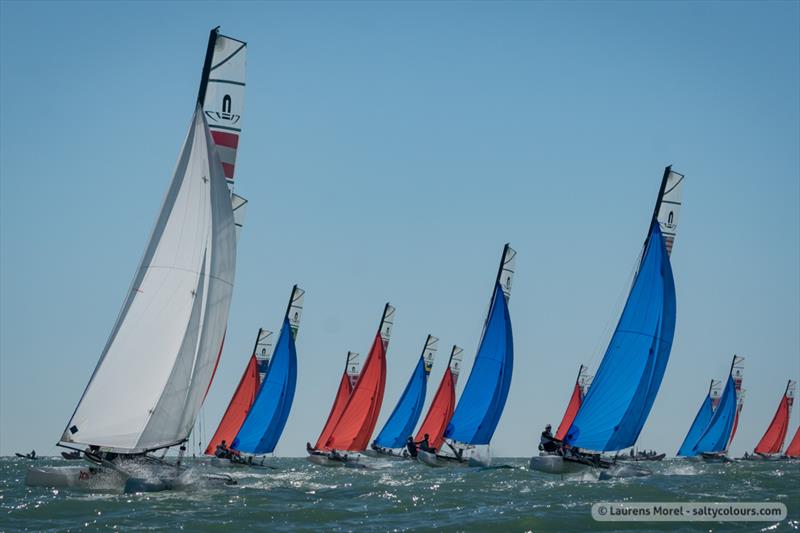 Racing on day 3 of the Nacra 17, 49er & 49erFX Worlds in Clearwater, Florida photo copyright Laurens Morel / www.saltycolours.com taken at Sail Life and featuring the Nacra 17 class
