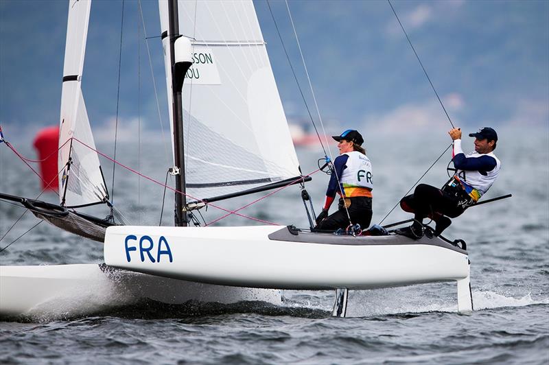 Billy Besson & Marie Riou during the Rio 2016 Olympic Sailing Competition photo copyright Sailing Energy / World Sailing taken at  and featuring the Nacra 17 class