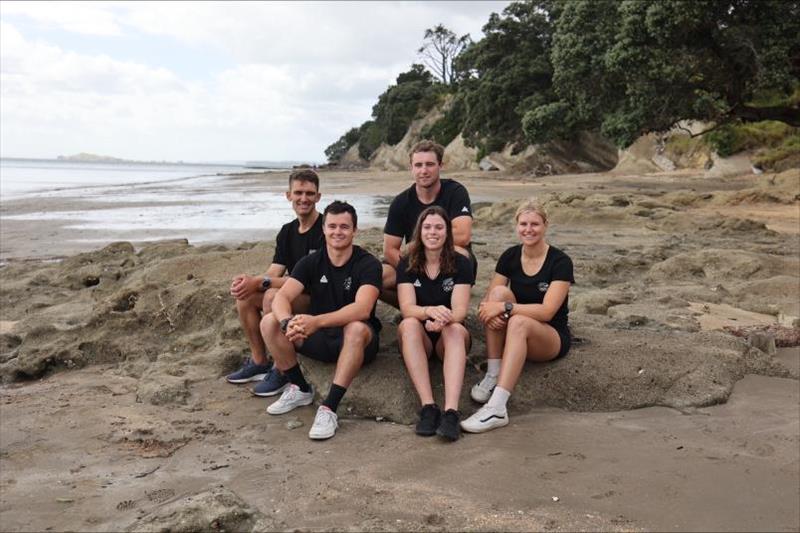 Tom Saunders, Micah Wilkinson, Josh Armit, Erica Dawson and Veerle ten Have have been named in the New Zealand Team for the Paris Olympic Games photo copyright NZOC taken at Wakatere Boating Club and featuring the Nacra 17 class
