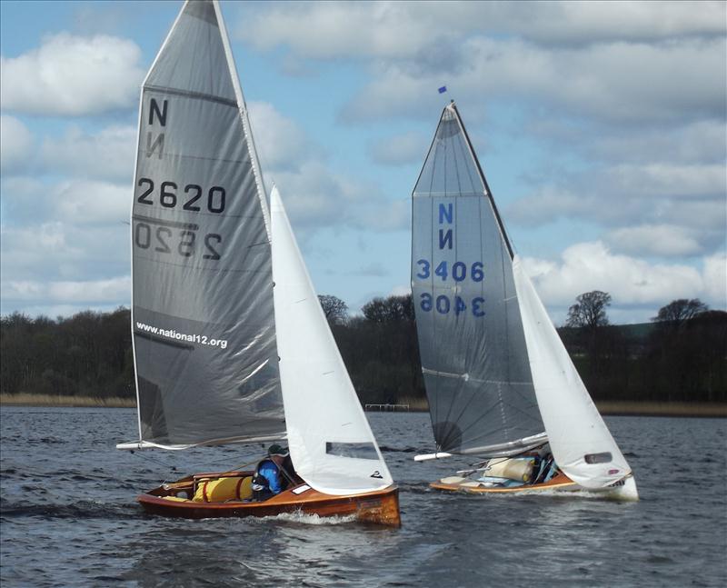 Close racing between Vintage and Admirals Cup category boats at the National 12 Scottish Championships photo copyright Allan Doyle taken at Annandale Sailing Club and featuring the National 12 class